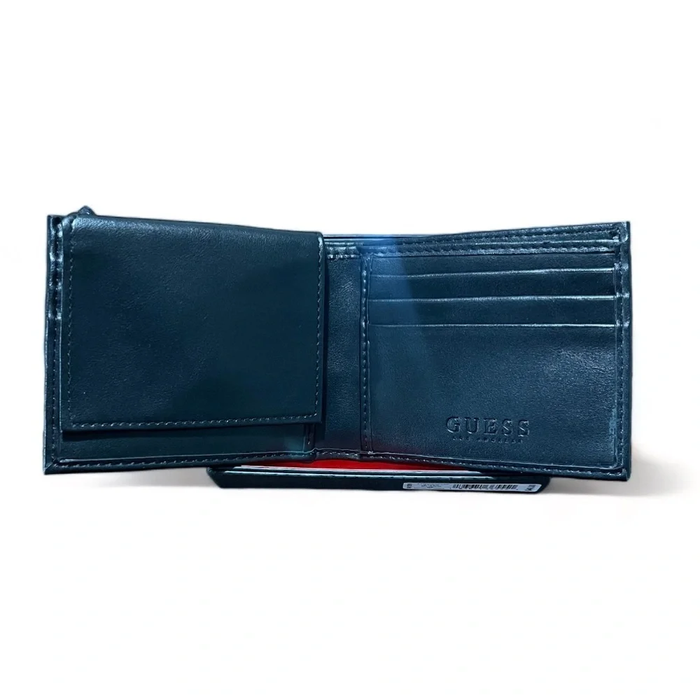 Guess Men's Wallet in Fine Leather Men's, Black White - Picture 5 of 6